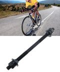 Three Eighths Inch Bicycle Rear Axle Kit With 175 Millimeter Length And Conical Lock Nuts, 26 TPI Thread, axle next to cyclist