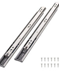 Beefy 16 Inch Drawer Slides Six Pairs Side Mount Ball Bearing Rails With Screws, Durable Cold Rolled Steel Build, Shown Flat