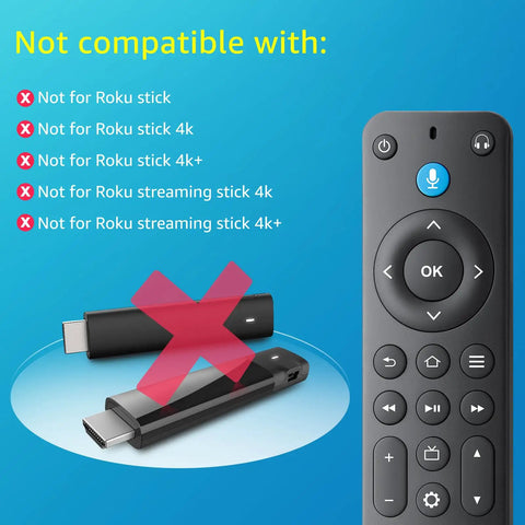 Voice Remote Replacement For Fire Stick And Fire TV Smart TVs 4K Max 4K And Cube, not compatible with Roku devices.