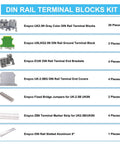 Din Rail Terminal Blocks Kit With UK2.5B Blocks 12 AWG Gauge 20A 600V Rating Includes Ground Blocks Jumpers End Brackets End Covers Marker Strips And 8 Inch Aluminum Rail For Fast Pro Grade Wiring.