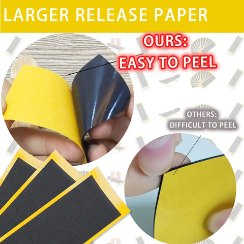 Comparison of easy-peel release paper on Dope Fingerboard Foam Grip Tape Set 12 Pcs 38mm By 110mm.