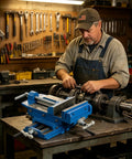 Precision 2 Way X Y Axis Cross Slide Drill Press Vise Built From Heavy Cast Iron, used for clamping in woodworking and milling.