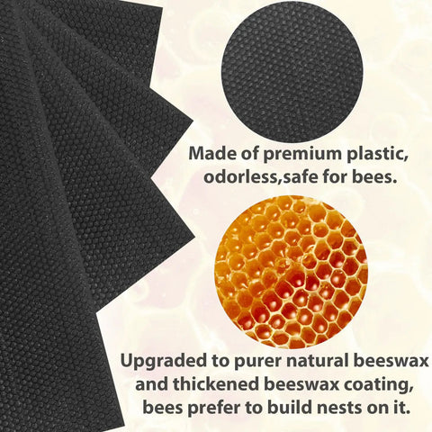 Deep Hive Waxed Coated Foundation Sheets Set For Deep Bee Frames Durable Plastic With Natural Beeswax Hex Hole