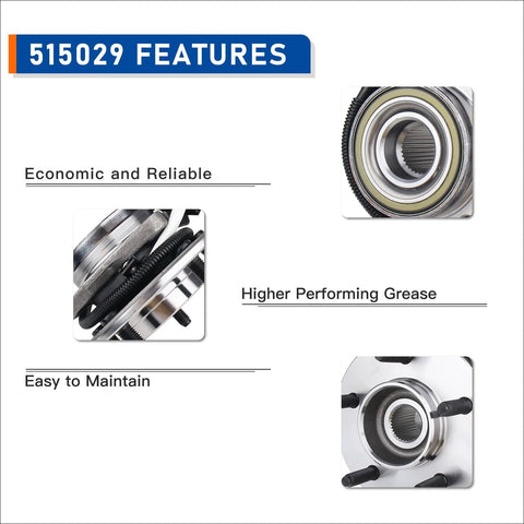 Features of Front Wheel Hub Bearing Assembly 515029 For 2000-2003 Ford F-150 And 2004 F-150 Heritage 4WD With ABS shown in detail