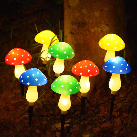 8 Pack Solar Mushroom Lights For Garden Decor With 8 Modes Waterproof Outdoor Mushroom Lamps in multicolor LED glow