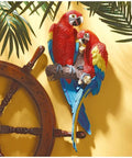Tropical Scarlet Macaws Wall Sculpture For Living Room And Patio Bright Hand Painted Parrot Wall Art That Echoes Island Vibes South Seas Flair Colorful Exotic Bird Accent For Indoor Walls