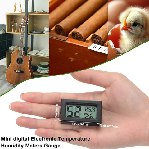 24 Pack Mini Digital Hygrometer Thermometer Indoor Humidity Monitor Temperature Humidity Gauge With Fahrenheit Readout For Greenhouse Garden Cellar Closet Easy At A Glance And Real Time Environmental Tracking, black 48mm digital meter in hand
