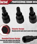 Beefy 107 Piece Socket Set With 1/4, 3/8 And 1/2 Inch Drives featuring chamfered Torx bit design