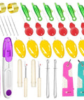 All In One Sewing Tool Kit With Automatic Needle Threaders And No Fuss Threaders For Quick Repairs Includes 33 Pcs Of Thread Snips Seam Rippers Drawstring Threaders Thimbles Needles And More From Lechchy