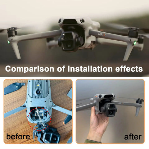 Before and after installation of Gimbal Signal Cable Replacement For Air 3S Drone Accessories PTZ Image Transmission Wire