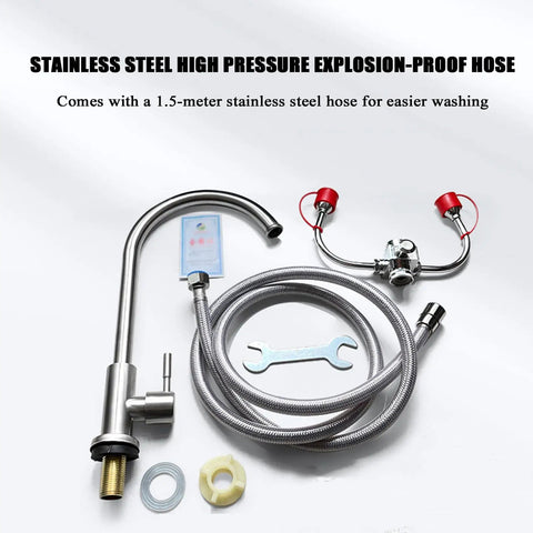 Faucet Mounted Emergency Eye Wash Station Kit With Dual Soft Flush Nozzles Stainless Steel Sink Attachment components