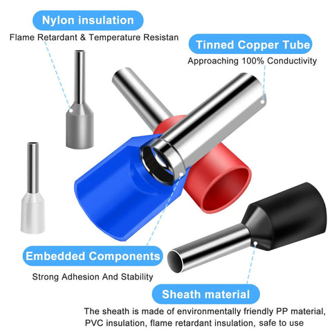 Pro Grade 600 Piece Wire Ferrule Terminal Kit With 7 Sizes And 7 Colors AWG 22 To 10 Copper Crimp Ferrules Nylon Insulated Terminal Ends