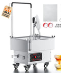 PYY Commercial Fryer Oil Filter Machine 18L Tank with stainless steel design and wheels for fast filtration at 15 L/min.