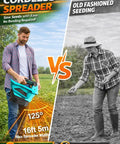 Comparison of cordless electric fertilizer spreader vs old-fashioned seeding with focus on spreader features