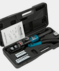 Heavy Duty 10 Ton Hydraulic Battery Cable Crimper With One Hand Operation, 9 Hex Die Set in carrying case with manual