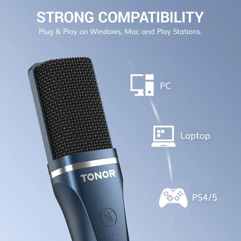 USB Podcast Microphone With Cardioid Condenser Pickup, Tripod Stand And Pop Filter For Streaming on PC, Laptop, PS4, PS5