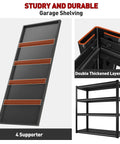 40 Inch Wide Garage Shelving Unit With Heavy Duty Steel Panels, 2000 Lb Capacity, 57 Inch Tall Industrial Shelving For Basement, Shed Or Warehouse Storage, Durable 4 Rib Shelves in black steel