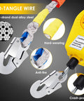Heavy Duty Self Retracting Fall Arrestor With Solid 17 Foot SRL Rope And Double Locking Steel Housing For Roofing Crews Looking For Legit Safety Gear That Handles The Daily Grind Smooth showing steel hooks and multi-strand rope design.