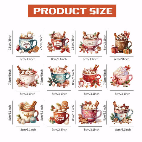 12 Piece Dessert Cup Iron On Transfer Kit For Christmas Festive Dessert Cup Designs DIY Heat Transfer Stickers For T Shirts