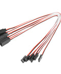 30 Piece Male To Female 3 Pin Servo Extension Cable Set With 22 AWG Copper Wires, high quality RC servo lead cables, shown in array.