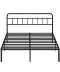 Built Tough Full Size Metal Bed Frame With Sleek Headboard And Scratch Proof Finish Black Platform Setup, front view.