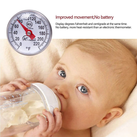 Instant Read 1 Inch Dial Thermometer For Coffee Nerds, Coffee Drinks And Milk Foam, Stainless Steel And Easy To Clean, Ranges From 0 To 220 Fahrenheit, Fast Accurate Read For Home Barista Use, 1-inch dial