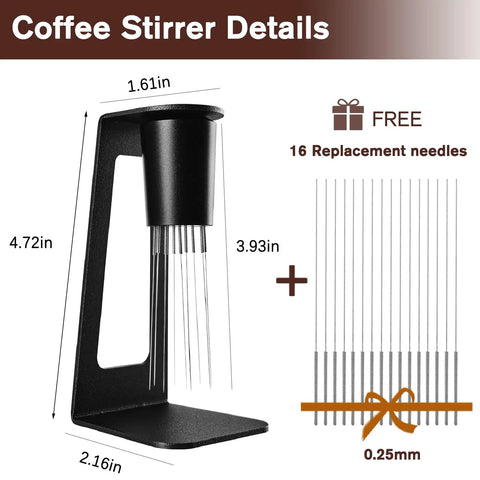 Espresso Distribution Tool With 9 Needles For WDT Stirring, 0.25mm Stainless Steel Wires with stand and replacement needles