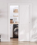 Double Barn Style Sliding Closet Doors 48x80 Inches With Hardware Kit, Pre-Drilled MDF Panels With PVC Surface, White Finish