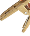 Heavy Duty Brass A-Shape Ground Welding Earth Clamp with Rock Solid Grip for Professional 500A Max Current close-up view.