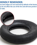 Heavy Duty 4.80/4.00-8 Tire And Inner Tube Set Two Pack showing close-up of tire edge details, suitable for wheelbarrow dolly.