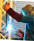 Heavy Duty Welding Arm Sleeves Featuring Flame Resistant Heat Burn Coverage And Flexible Elastic Fit Designed For Mechanics Welders And Tradesmen Demanding Badass Daily Protection during welding.