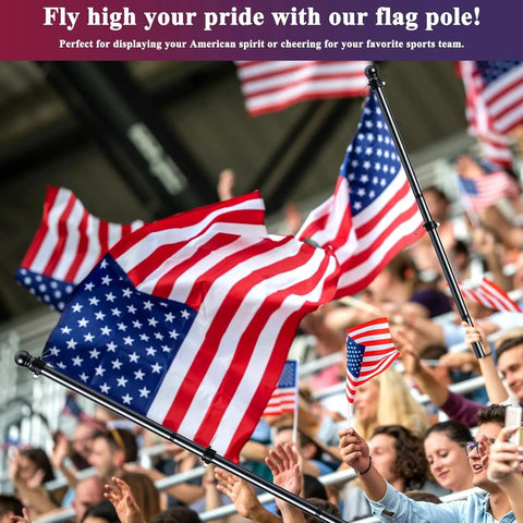 Group waving Five Foot Flag Pole Kit With 3x5 American Flag For House Outdoor Use Built Tough Rustproof Stainless Steel Holder