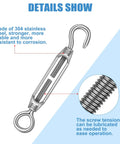 16 Piece Beefy Stainless Steel Turnbuckle Hook And Eye Kit M6 M5 M4 Heavy Duty Cable Tension Hardware for Cables and Wire Rope