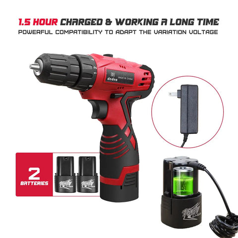 Cordless Hammer Drill Kit With 16.8V Power, 3/8 Inch Keyless Chuck, 2X 2.0Ah Li-ion Batteries, Charger And Storage Case