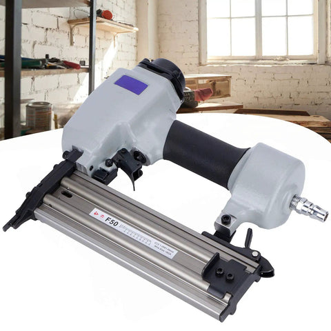 Smooth Operator Pneumatic Brad Nailer Featuring Low Noise Air Drive And Spring Buffer Switch For Knocking Out Trim Work And Fine Woodworking Tasks Around Your Space