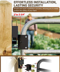 Heavy Duty Two Way Farm Gate Latch With Self Locking Nut And Matte Black Coating mounted on a wood post for easy installation and security.