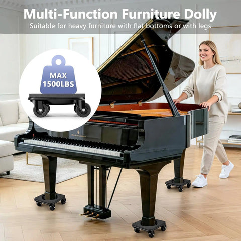Heavy Duty Furniture Dolly With Anti Slip Grooved Base And Cushioned Rubber Casters for transporting a grand piano safely