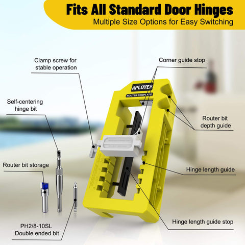 All In One Door Hinge Jig For 3 To 5 Inch Hinges With Square And Radius Corners Pro Grade Door Mortise Template multiple size options