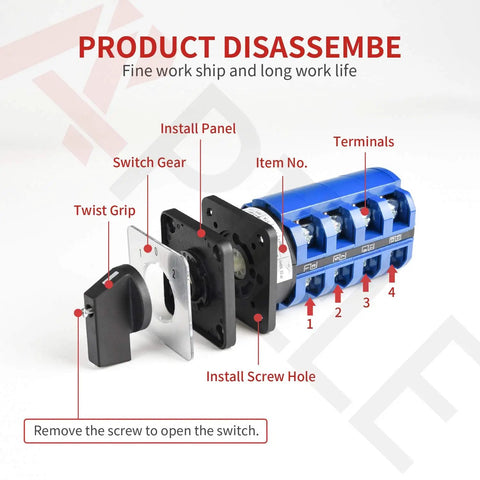 Heavy Duty Three Position Changeover Selector Switch 440V Universal Rotary Cam Switch For Industrial Use parts layout