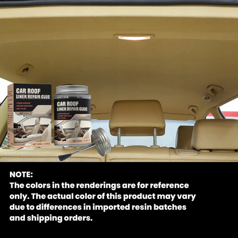 Headliner Repair Adhesive For Upholstery And Roof Liner Quick Fix Glue with product image in car interior, 100ml size