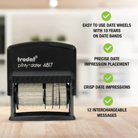 Premium Self Ink Date Stamp Featuring Dial Phrase Adjuster Boasts 12 Go To Office Sayings Date Month Day Year Config