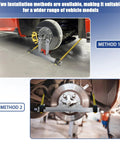 Precision Wheel Alignment Tool Kit With Two Pack Calibration Plates And Dual Measure Tape Straight Up Diy Automotive Gauge in use.