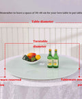 Rotating Tabletop Serving Tray With Lazy Susan Turntable For Dining Tables, 26.7 Inch, showing size and reserved space for tableware.