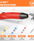 Mini Heat Gun For Wire Connectors And Heat Shrink Tubing, 350W Dual Temp 482F 752F, Solder Seal Kit with accessories display