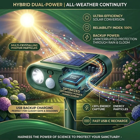 Solar Powered Deer Repellent For Plants And Gardens, Ultrasonic Animal Deterrent With LED Strobe And Adjustable Frequency, Outdoor Garden Pest Control device