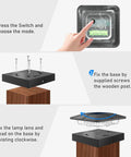 Installation guide for Two Pack Solar Post Cap Lights For Outdoor Fences Deck Waterproof Led Railing Caps with Adjustable Brightness.
