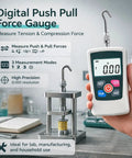 Digital Force Gauge Go To Tool For Real Time Peak And First Peak Measurements High Precision Push Pull Meter For Tension And Compression Testing Ideal For Quality Control And Material Testing In N Kg Lb Oz. handheld force gauge with metal hook and compression test stand