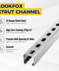 Industrial Grade 12 Gauge Strut Channel Trolley Track One And Five Eighths Inch Wide Four Point Eight Foot Long Galvanized High Zinc Coating