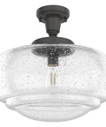 Saddle Creek 1 Light Noble Bronze Pendant With Seeded Glass Shade Dimmable Schoolhouse Ceiling Fixture for kitchens and more