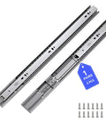 Heavy Duty Soft Close Drawer Slides 22 Inch Pair with screws, made of zinc steel, ideal for kitchen cabinets and toolboxes.
